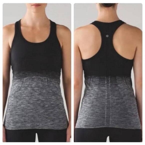 Lululemon Swiftly Tech Black and Gray Ombré Racerback Tank Top Sz 10 - Picture 4 of 4